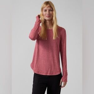 Athleta Uptempo Top 382880 Decadent Red/ Antique Rose Long Sleeve Shirt Small